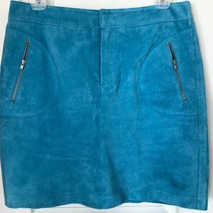 Turquoise suede mini skirt